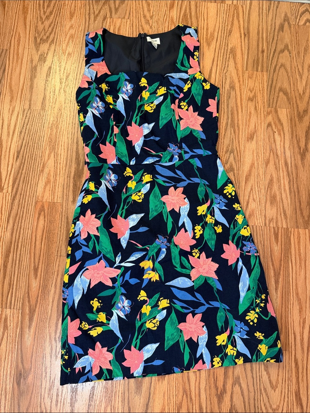 J. Crew Navy Floral Sleeveless Mini Dress